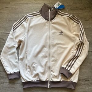 adidas Cream and Taupe Trefoil Track Jacket